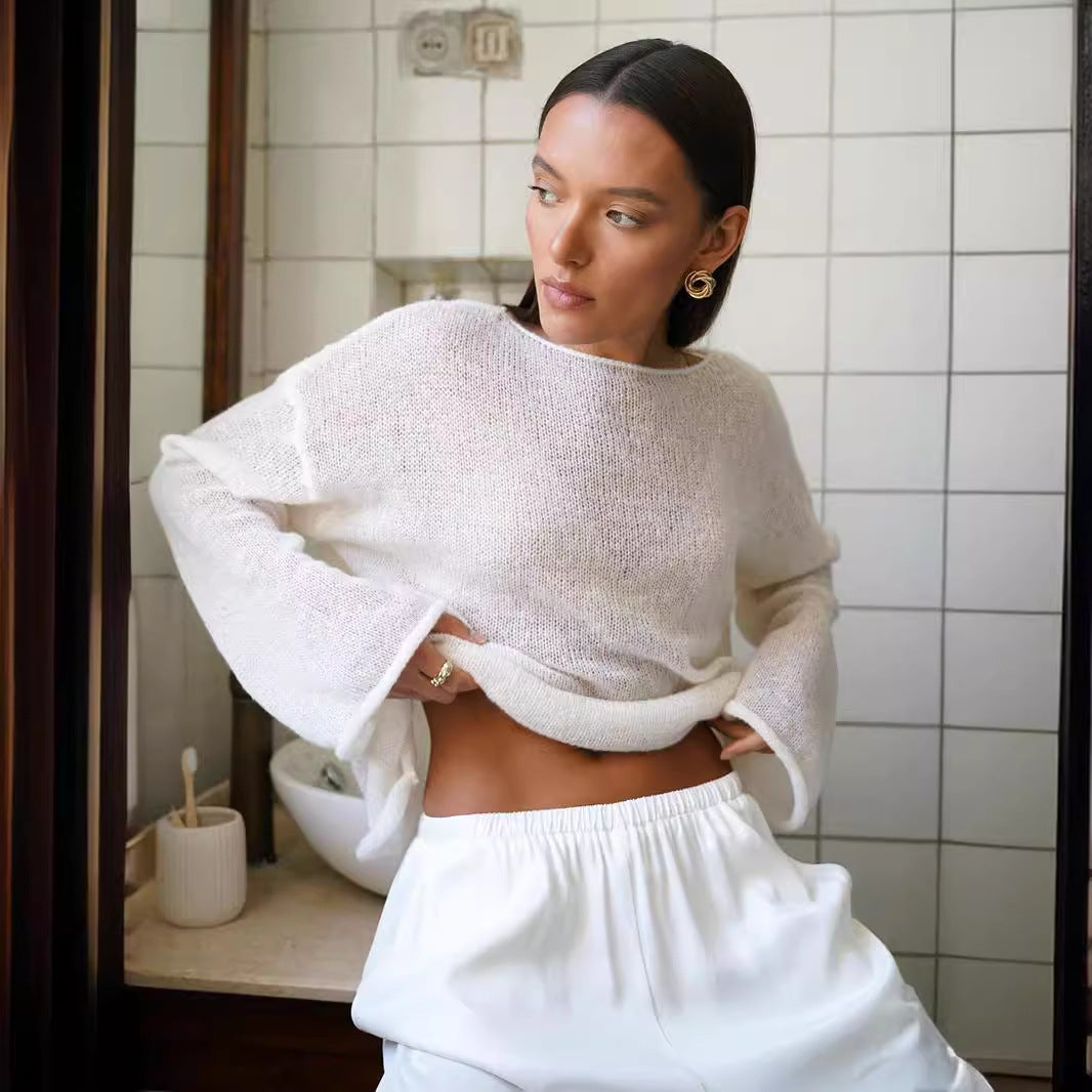 Damen Luftiger Strickpullover mit weitem Schnitt und lässigem Look Merchesia