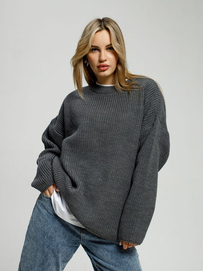 Damen Großer, lässiger Strickpullover mit strukturiertem Muster Merchesia