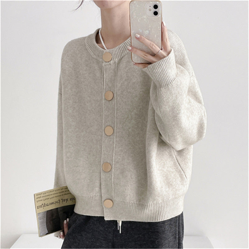 Damen Gemütlicher Strickcardigan mit Knopfdetails und lässigem Schnitt Merchesia
