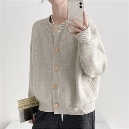 Damen Gemütlicher Strickcardigan mit Knopfdetails und lässigem Schnitt Merchesia