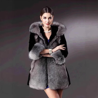 Damen Eleganter und warmer Kunstpelzparka mit Kapuze Merchesia