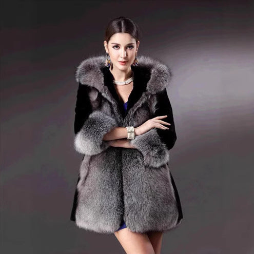 Damen Eleganter und warmer Kunstpelzparka mit Kapuze Merchesia