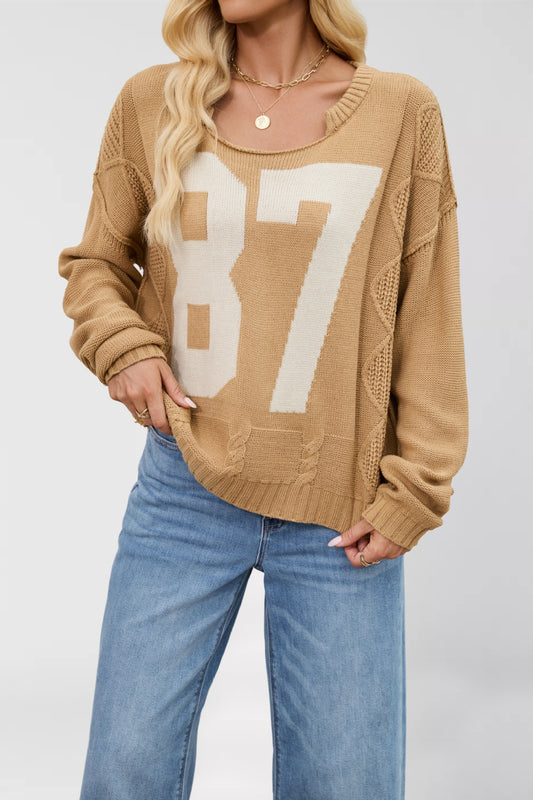 Damen Oversized Pullover mit lässigem Retro-Design Merchesia