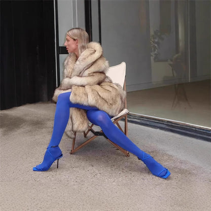 Damen Luxuriöser Kunstpelz-Mantel mit voluminösem Kragen Merchesia