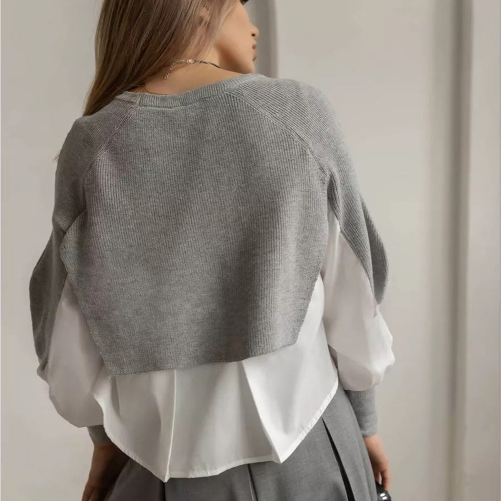 Damen modischer cropped Pullover mit innovativen Layering-Details Merchesia