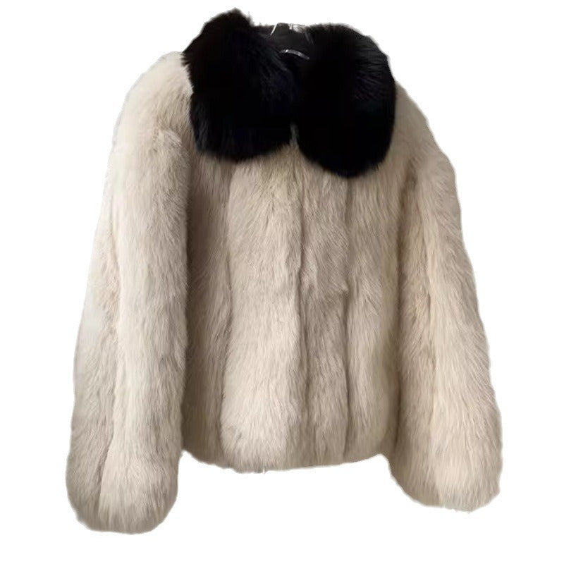 Damen Luxuriöse und voluminöse Kunstfelljacke mit Kragen Merchesia