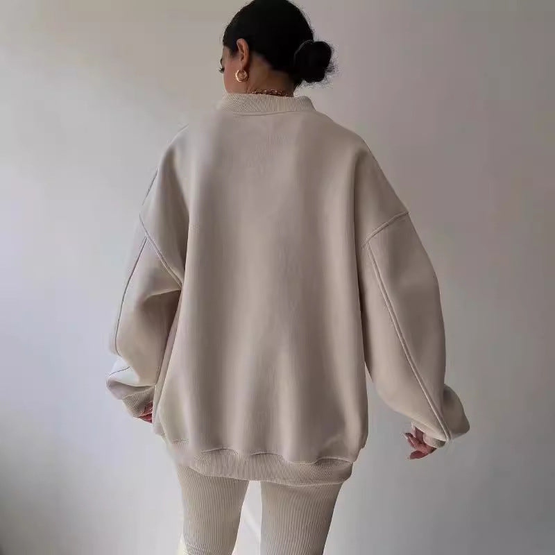 Damen Oversize Sweatshirt mit V-Ausschnitt und gemütlichem Schnitt Merchesia