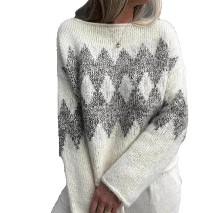 Damen Strickpullover mit modernem Wellenmuster und angenehmer Passform Merchesia