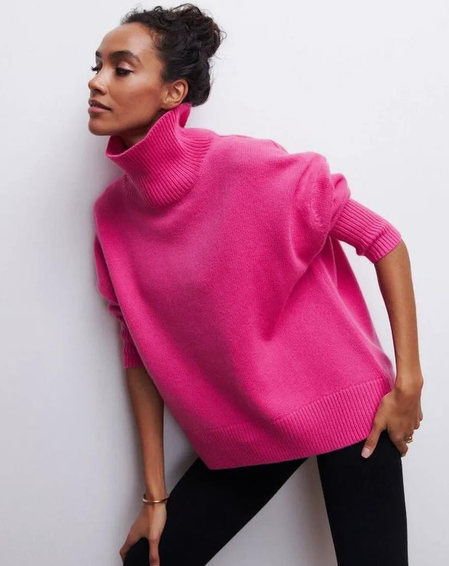 Damen Oversized Rollkragenpullover aus weichem Strick Merchesia