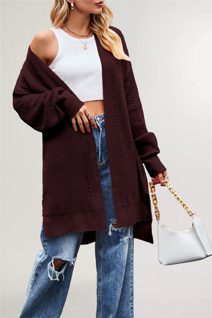 Damen lässige Strickjacke mit offenem Design und weiten Ärmeln Merchesia