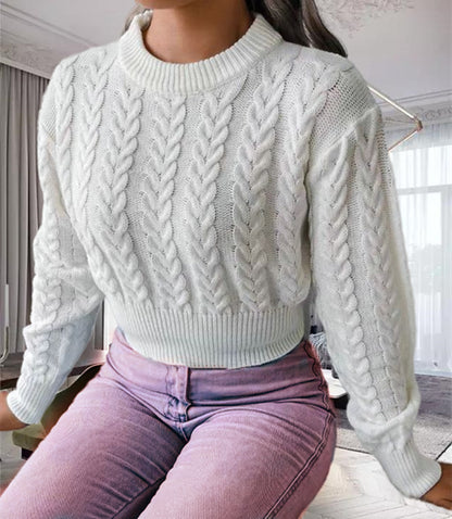 Damen Strickpullover mit Zopfmuster Merchesia