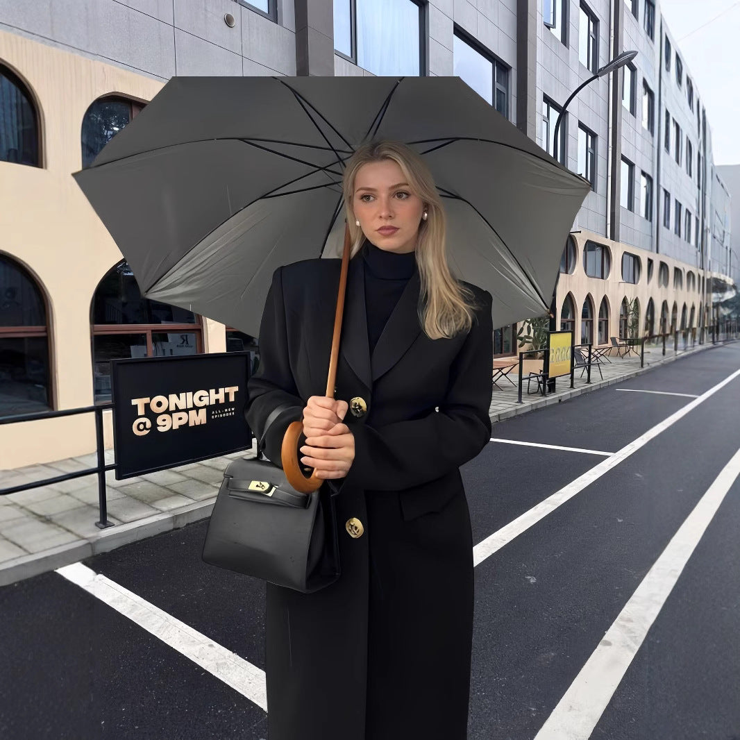 Damen Eleganter Langmantel mit goldenen Knöpfen und klassischem Schnitt Merchesia