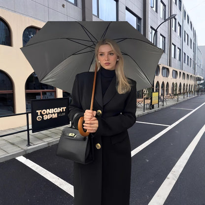 Damen Eleganter Langmantel mit goldenen Knöpfen und klassischem Schnitt Merchesia