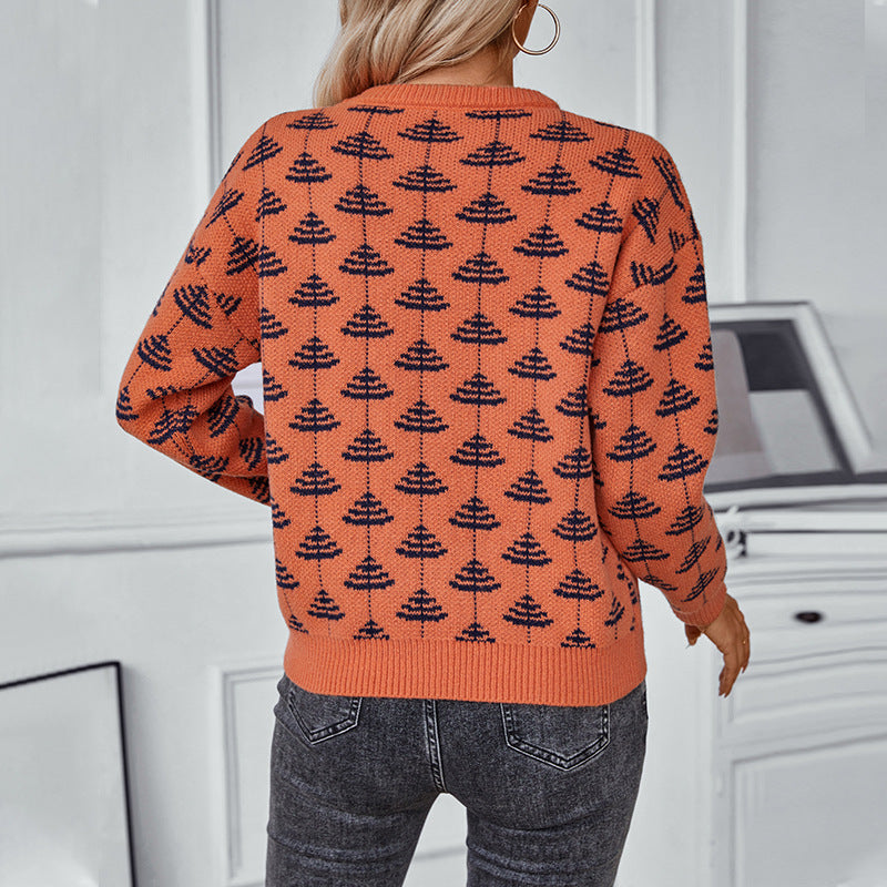 Damen Strickpullover mit verspieltem Baumdesign und weichem Material Merchesia