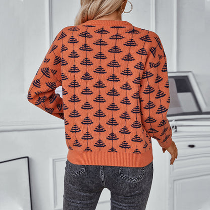 Damen Strickpullover mit verspieltem Baumdesign und weichem Material Merchesia
