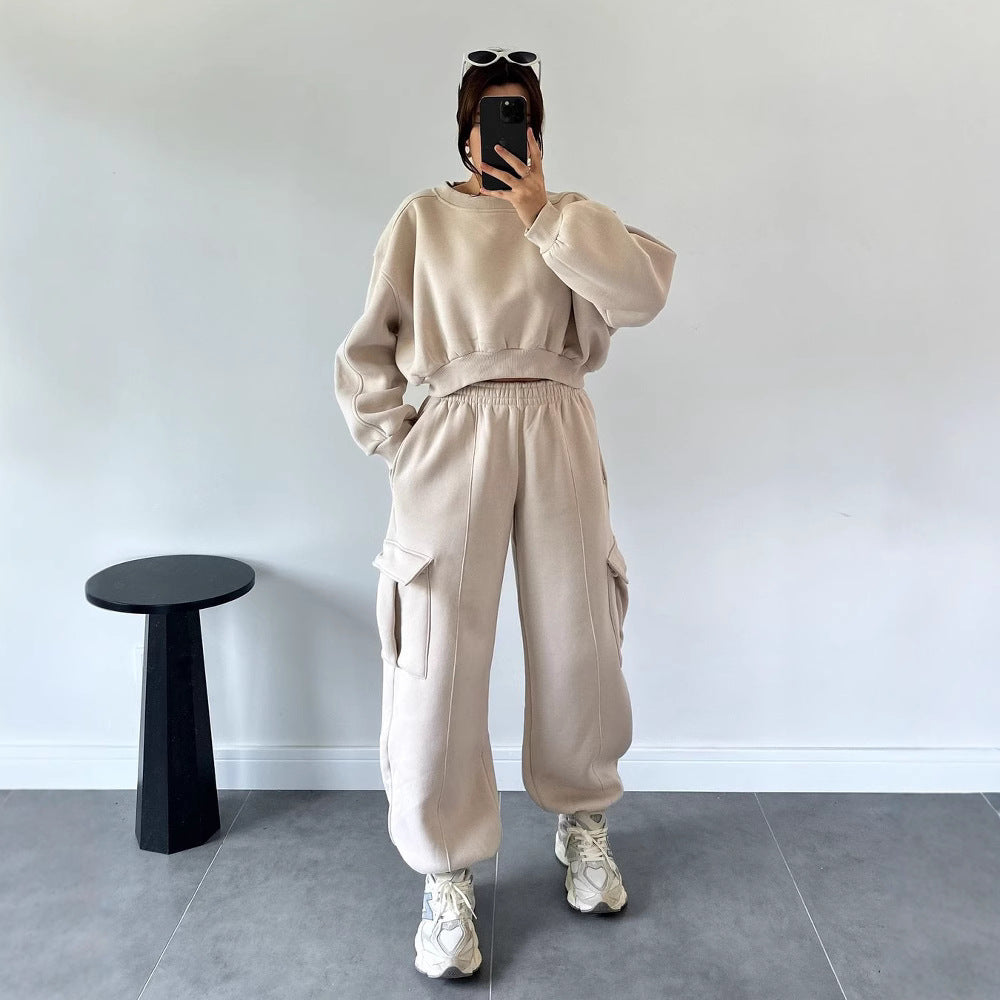 Damen Bequemer Freizeitanzug mit lässigem Schnitt und praktischen Taschen Merchesia