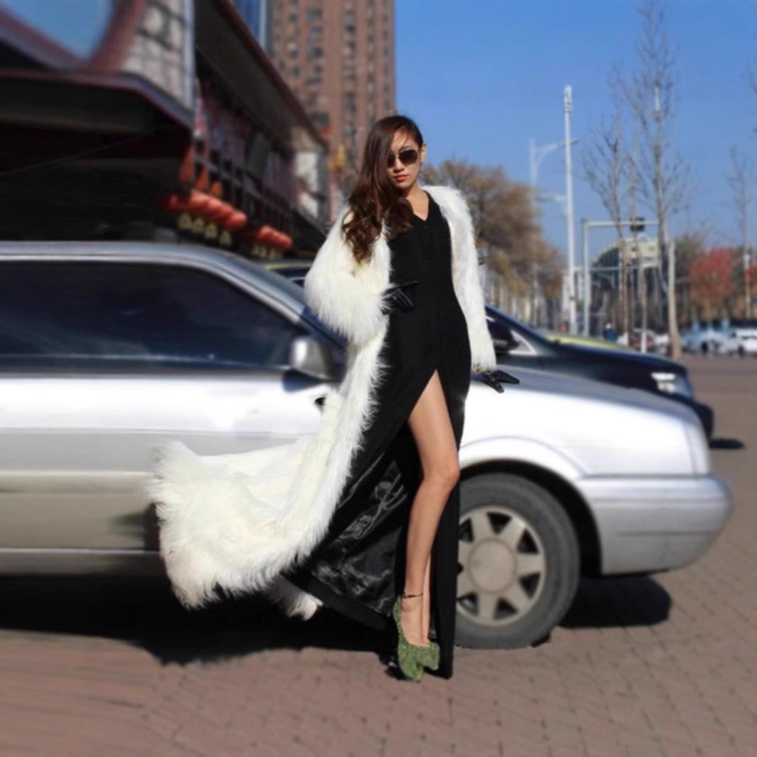 Damen Luxuriöser Kunstpelzmantel mit elegantem Futter Merchesia