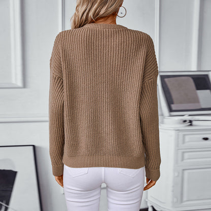 Damen modischer Strickpullover mit strukturierten Mustern und Rundhalsausschnitt Merchesia