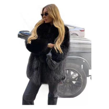 Damen Eleganter Oversized Kunstpelzmantel mit weit geschnittenen Ärmeln Merchesia