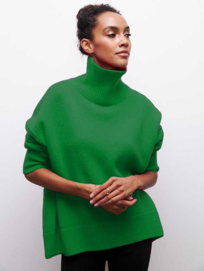 Damen Oversized Rollkragenpullover aus weichem Strick Merchesia