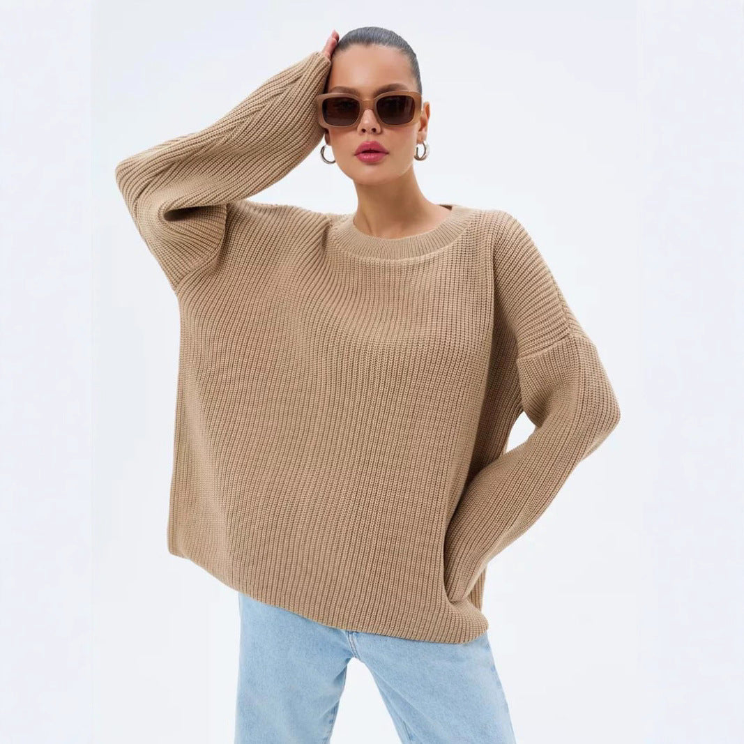 Damen Oversized Strickpullover mit strukturiertem Design und lässigem Schnitt Merchesia