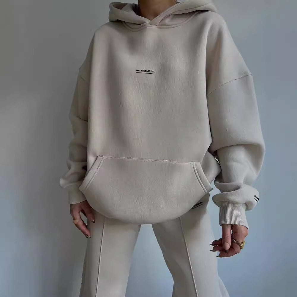 Damen lässiger oversized Kapuzenpullover mit praktischer Kängurutasche Merchesia