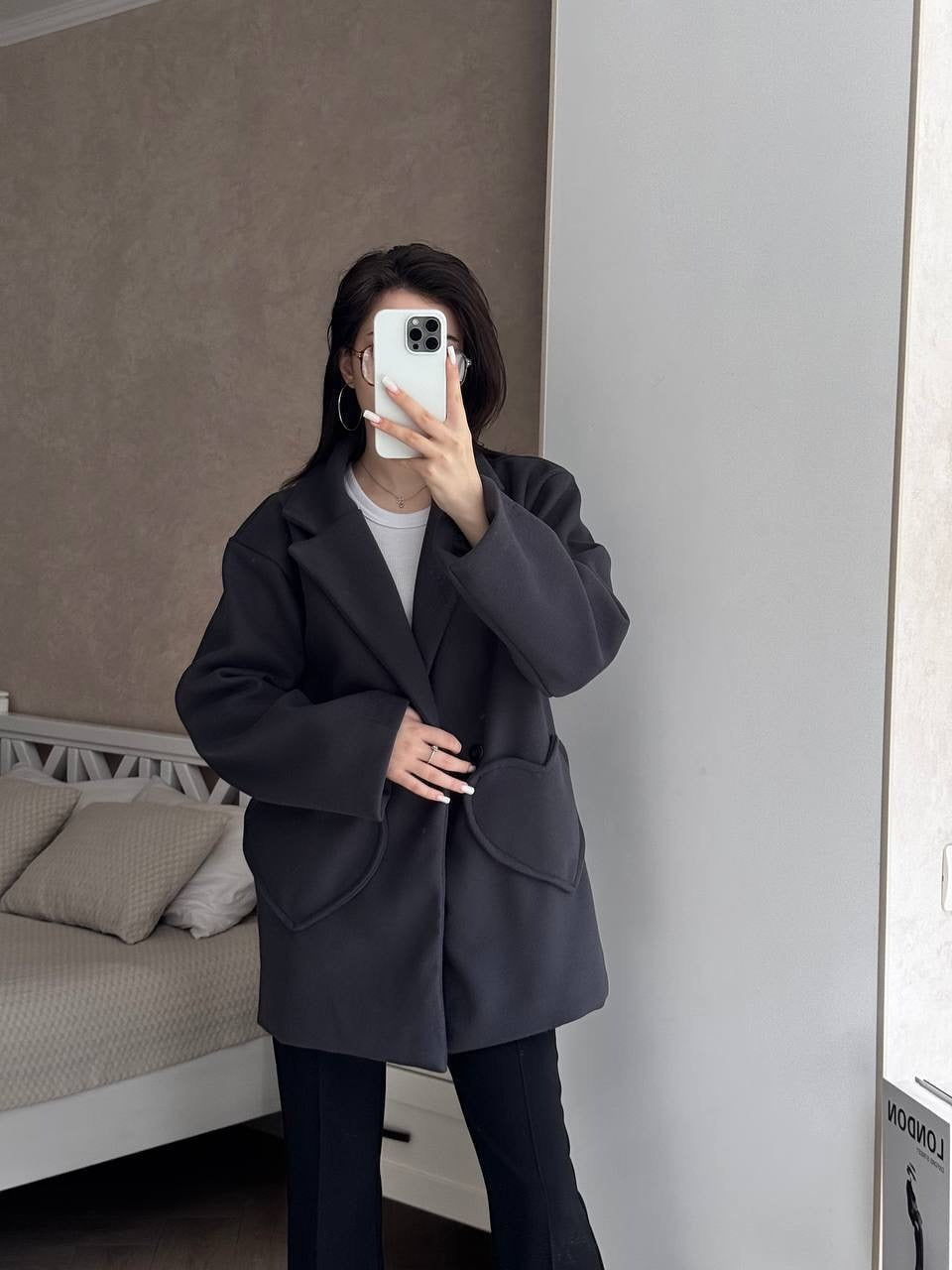 Damen modischer Oversized-Mantel mit großzügigen Taschen und Revers Merchesia