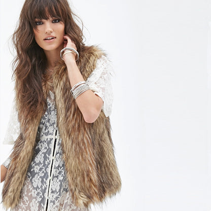 Damen Elegante Kunstpelzweste mit modernem Schnitt Merchesia