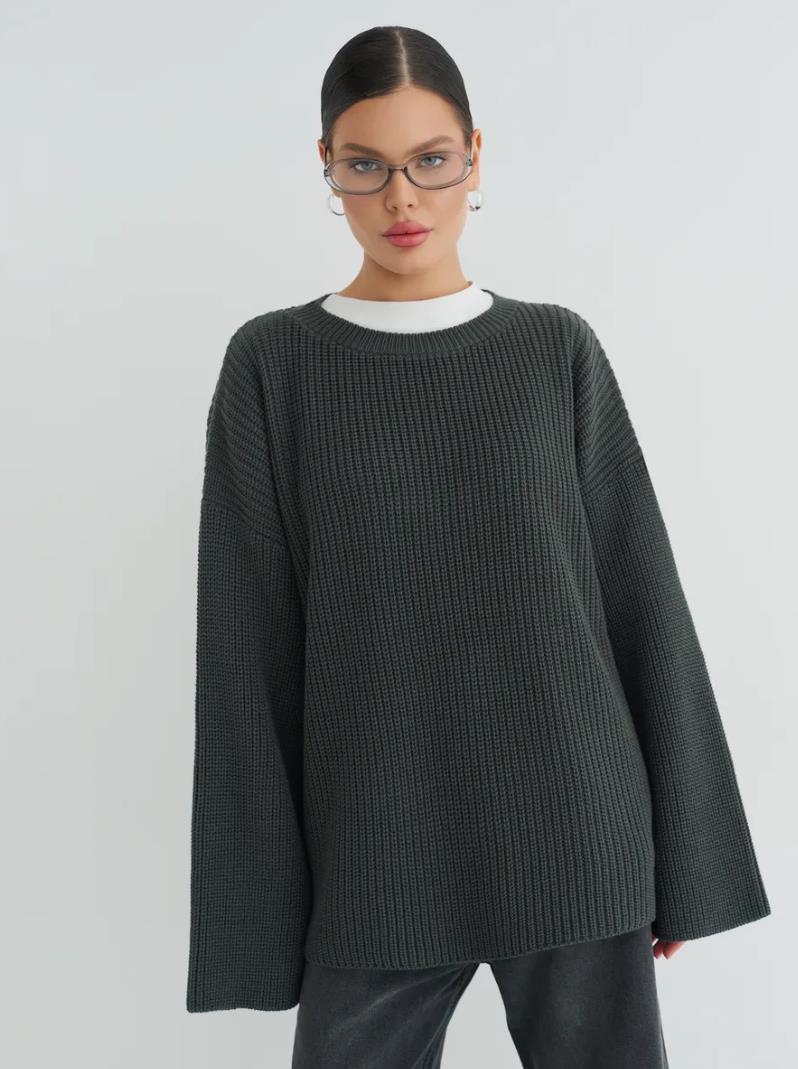 Damen Oversized Strickpullover mit strukturiertem Design und lässigem Schnitt Merchesia
