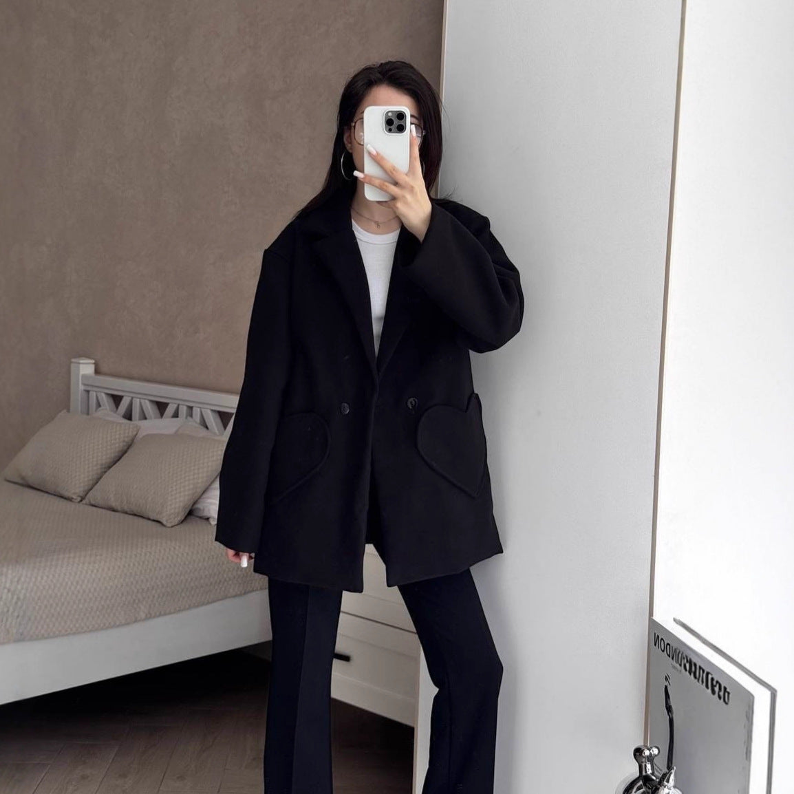 Damen modischer Oversized-Mantel mit großzügigen Taschen und Revers Merchesia