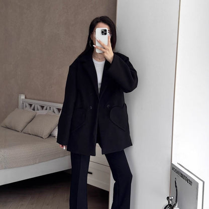 Damen modischer Oversized-Mantel mit großzügigen Taschen und Revers Merchesia