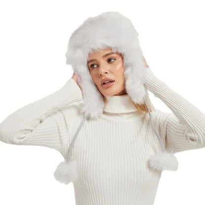 Damen Flauschige Wintermütze mit tierischen Ohren und voluminösem Design Merchesia