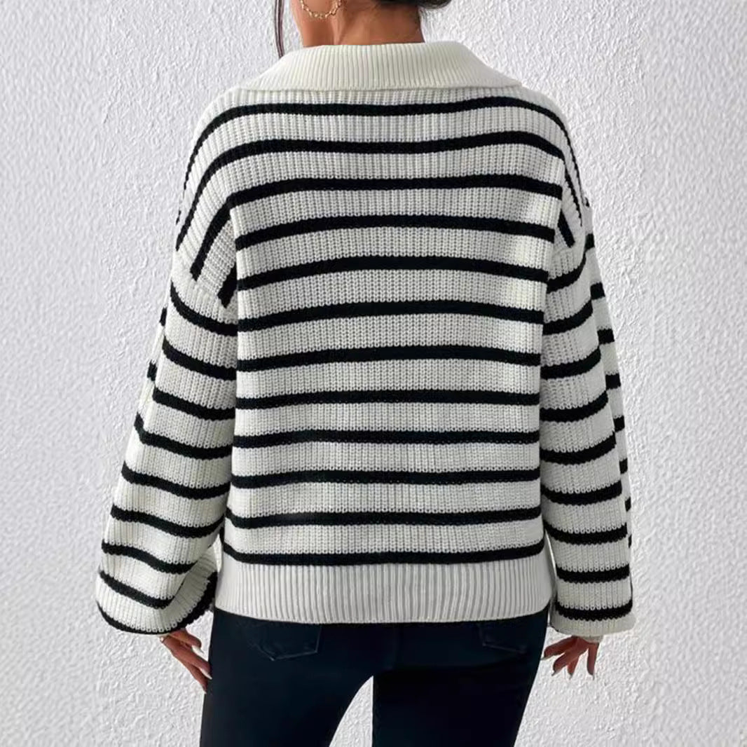 Damen stylischer Strickpullover mit hochgeschlossenem Kragen und lässigem Schnitt Merchesia