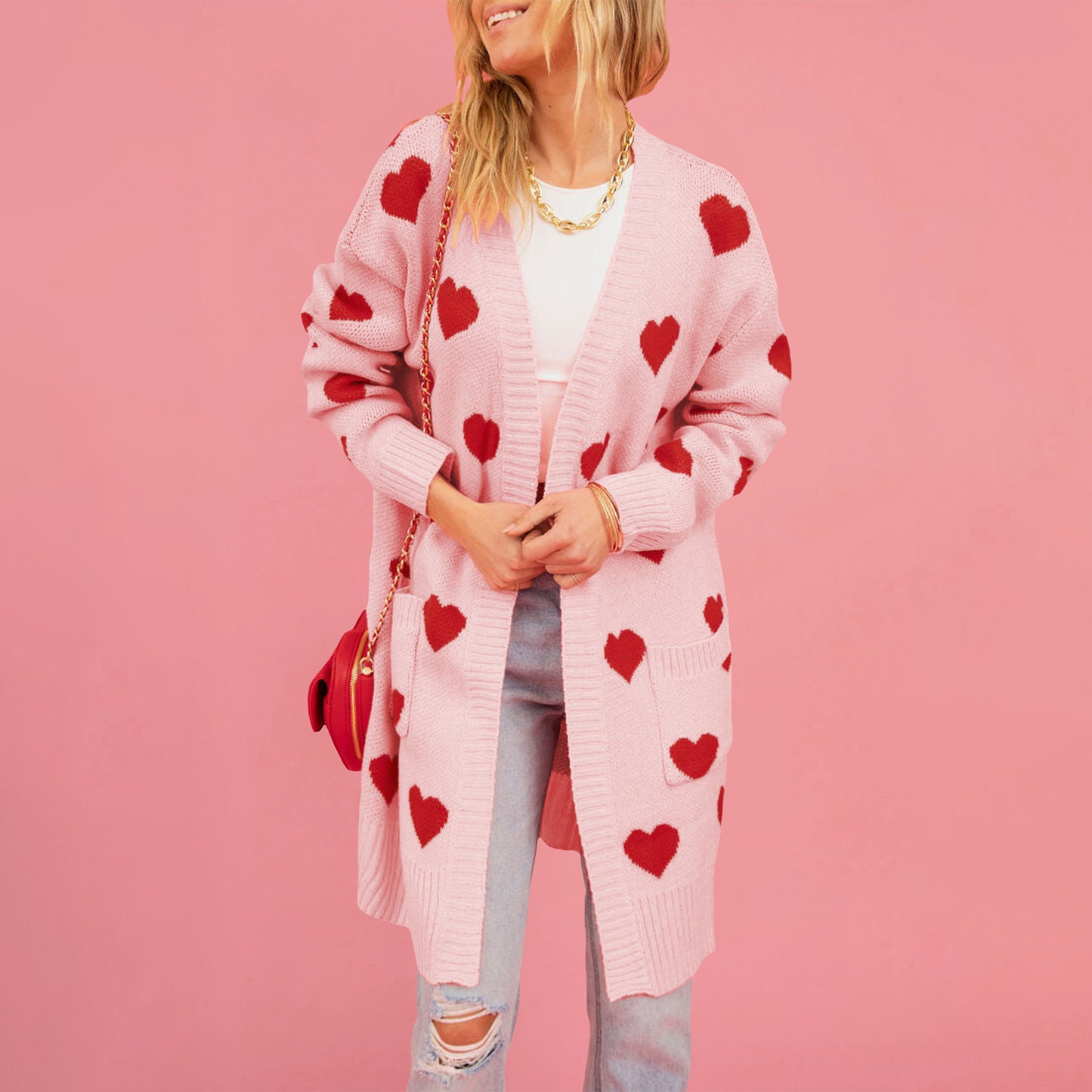 Damen Strickjacke mit Herzen Merchesia