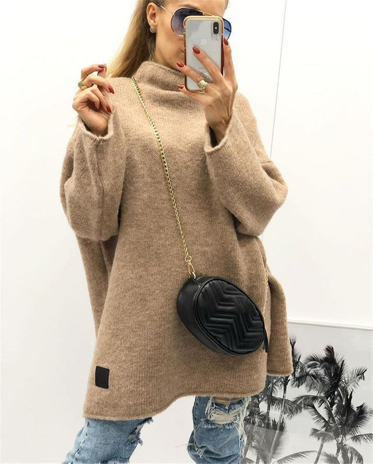 Damen großzügig geschnittener Strickpullover mit weitem Bündchen und modischem Schnitt Merchesia