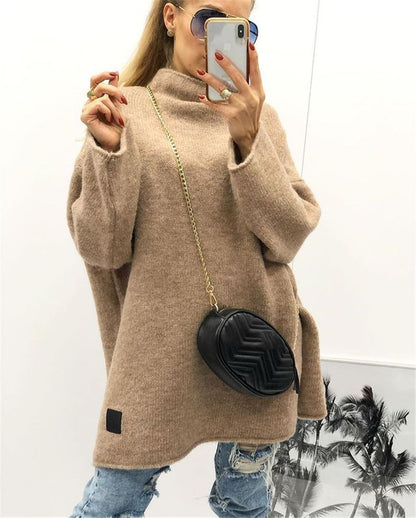 Damen großzügig geschnittener Strickpullover mit weitem Bündchen und modischem Schnitt Merchesia