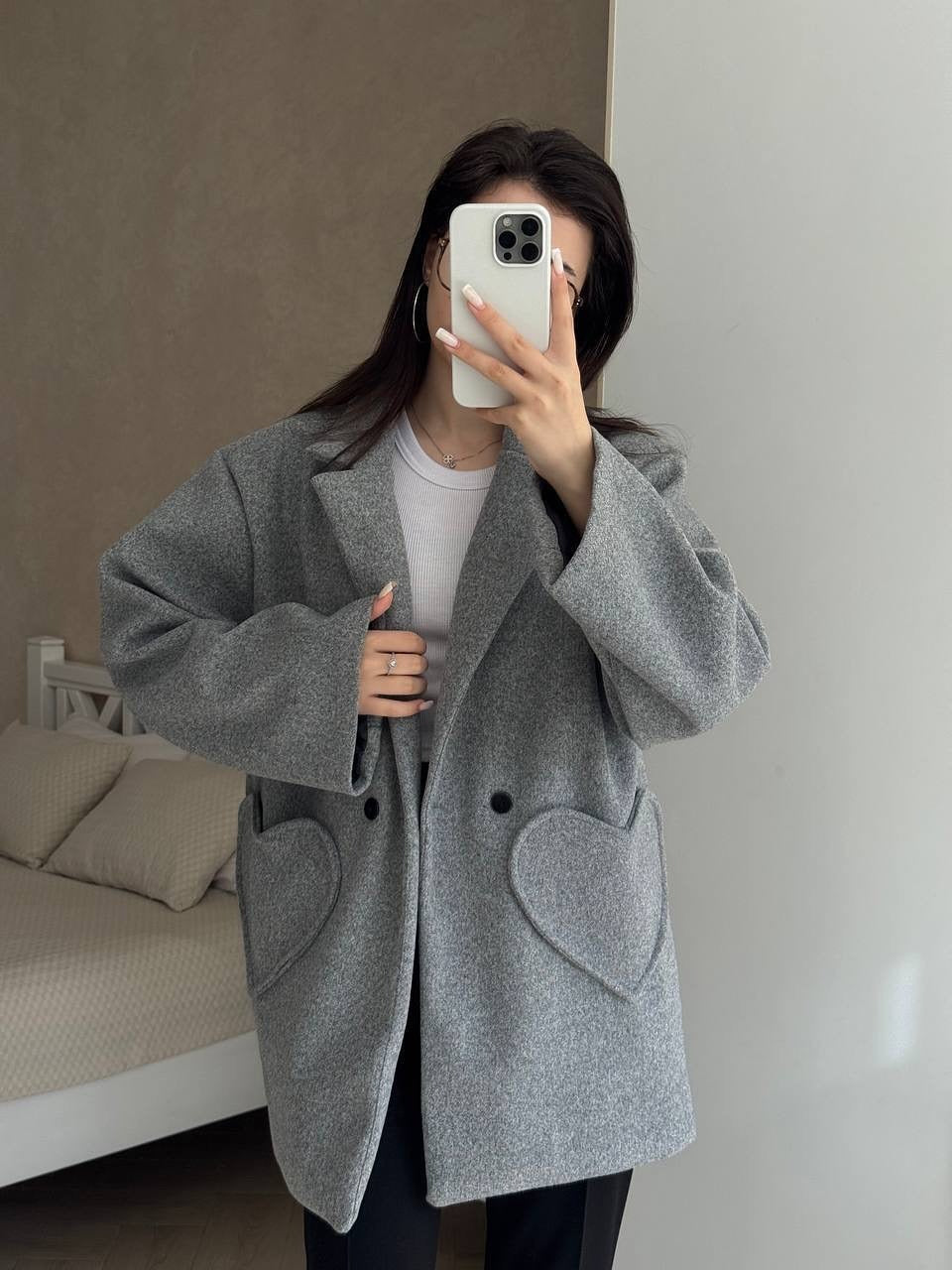 Damen modischer Oversized-Mantel mit großzügigen Taschen und Revers Merchesia