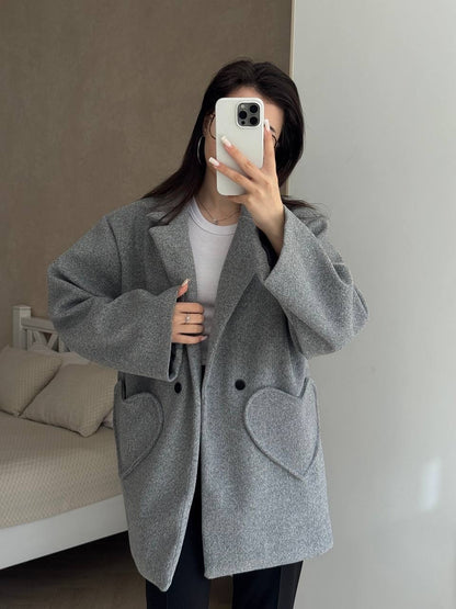 Damen modischer Oversized-Mantel mit großzügigen Taschen und Revers Merchesia