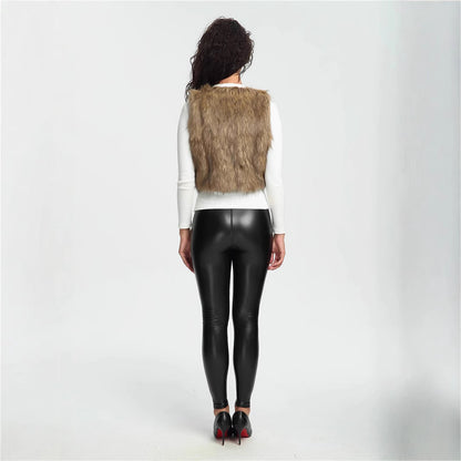 Damen Flauschige Kunstpelzweste mit asymmetrischem Schnitt Merchesia