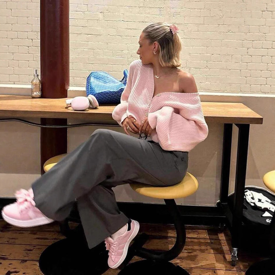 Damen weicher Strickcardigan mit Knöpfen und lässigem Schnitt Merchesia