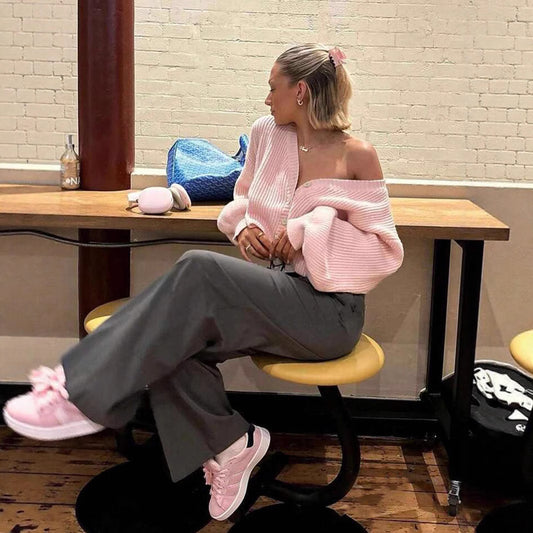 Damen weicher Strickcardigan mit Knöpfen und lässigem Schnitt Merchesia