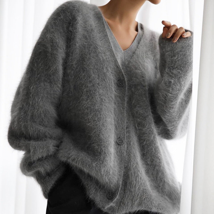 Damen Kuscheliger Cardigan aus feinem Mohair Merchesia