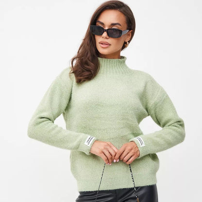 Damen Modischer Pullover mit hohem Kragen und strukturiertem Strick Merchesia