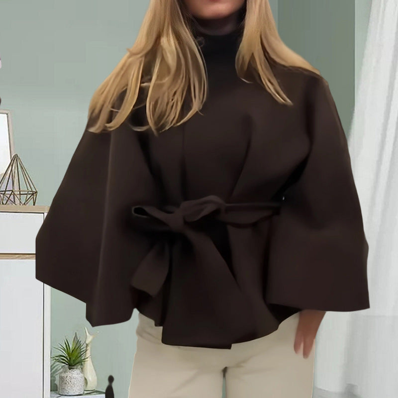 Damen elegante Wickeljacke mit Taillengürtel Merchesia