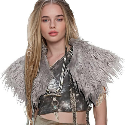 Damen Eleganter Kunstpelzkragen mit kunstvollen Verzierungen Merchesia