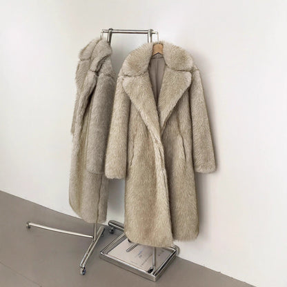 Damen Langhaarmantel für elegante Anlässe Merchesia