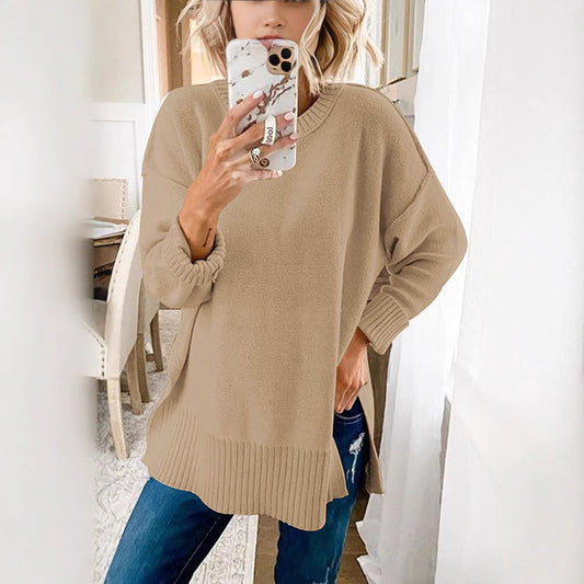 Damen Lässiger Pullover mit strukturierter Oberfläche und längerem Schnitt Merchesia