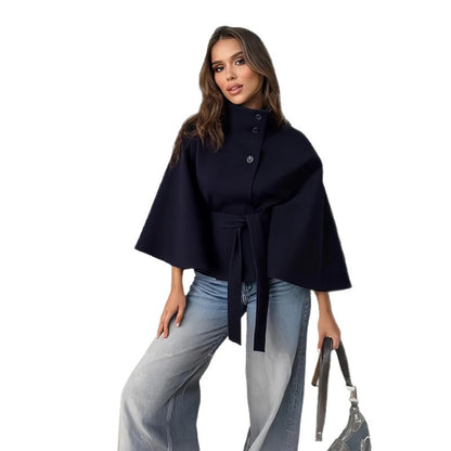 Damen elegante Wickeljacke mit Taillengürtel Merchesia