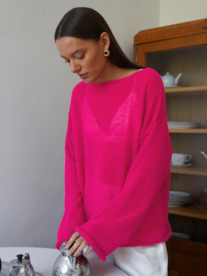 Damen Luftiger Strickpullover mit weitem Schnitt und lässigem Look Merchesia