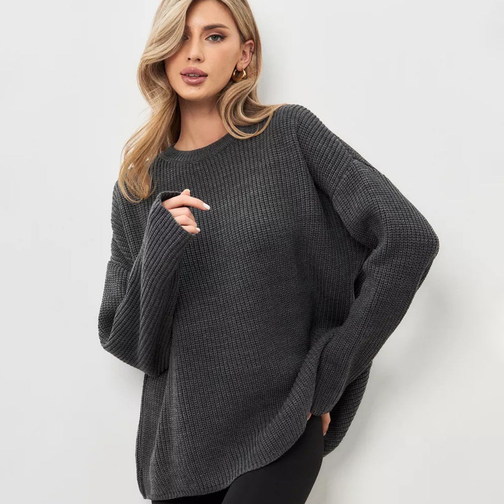 Damen Oversized Pullover mit strukturiertem Strick und weitem Schnitt Merchesia